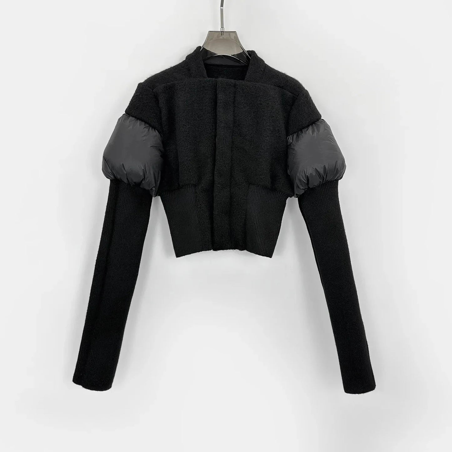 Short Knit Wool-Blend Down Jacket Elegant and Flattering Fit GlowCart