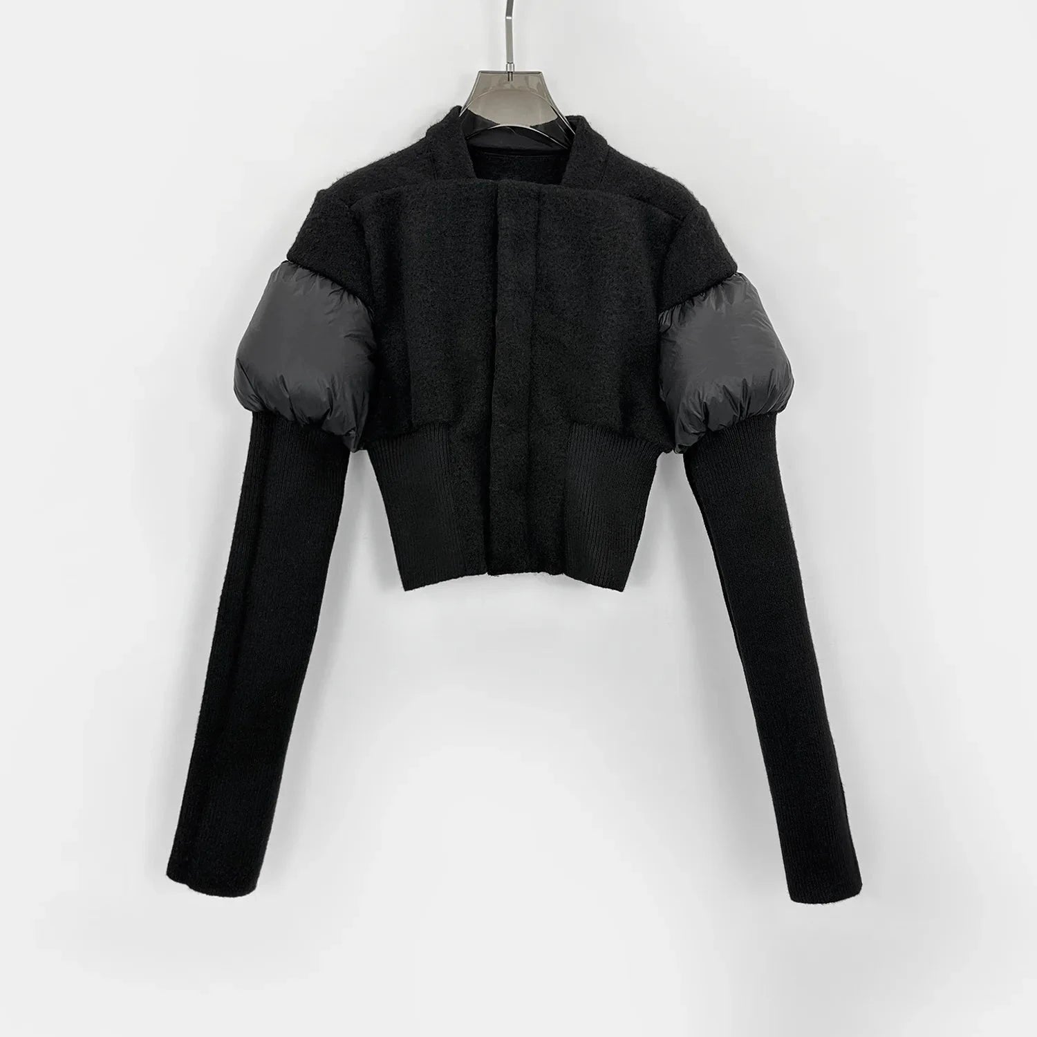 Short Knit Wool-Blend Down Jacket Elegant and Flattering Fit GlowCart