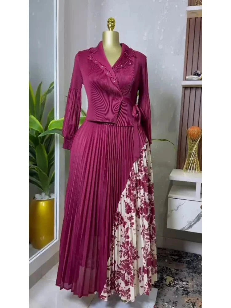 EGRM 2025 Spring New Pleated A-line Dress elegant Suit GlowCart