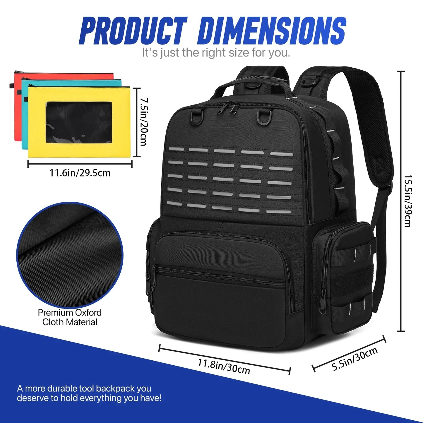 Tool Backpack Heavy Duty for Men Tool Storage With 3 Tool GlowCart