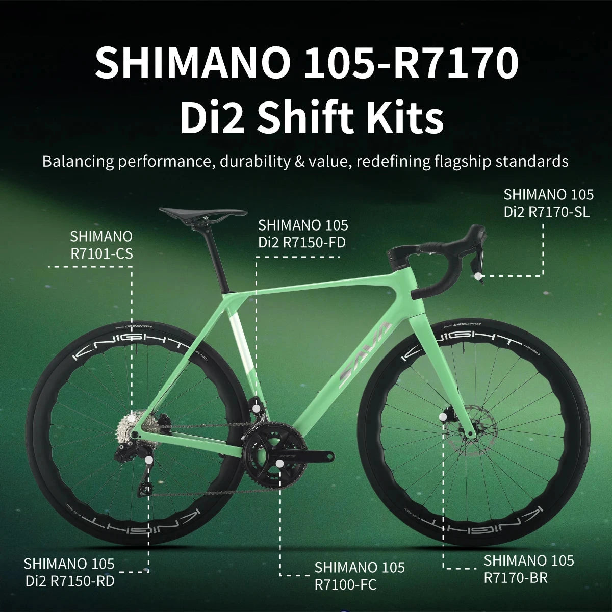 SAVA AEROX Racing Road Bike Full Carbon Fiber Electronic Shift Road Bike Ultra-lightweight 7.7 kg GlowCart