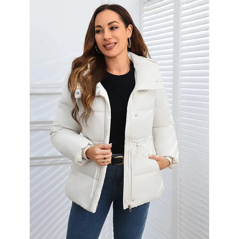 Parkas Women Jacket Drawstring Tight Waist Warm Jackets GlowCart
