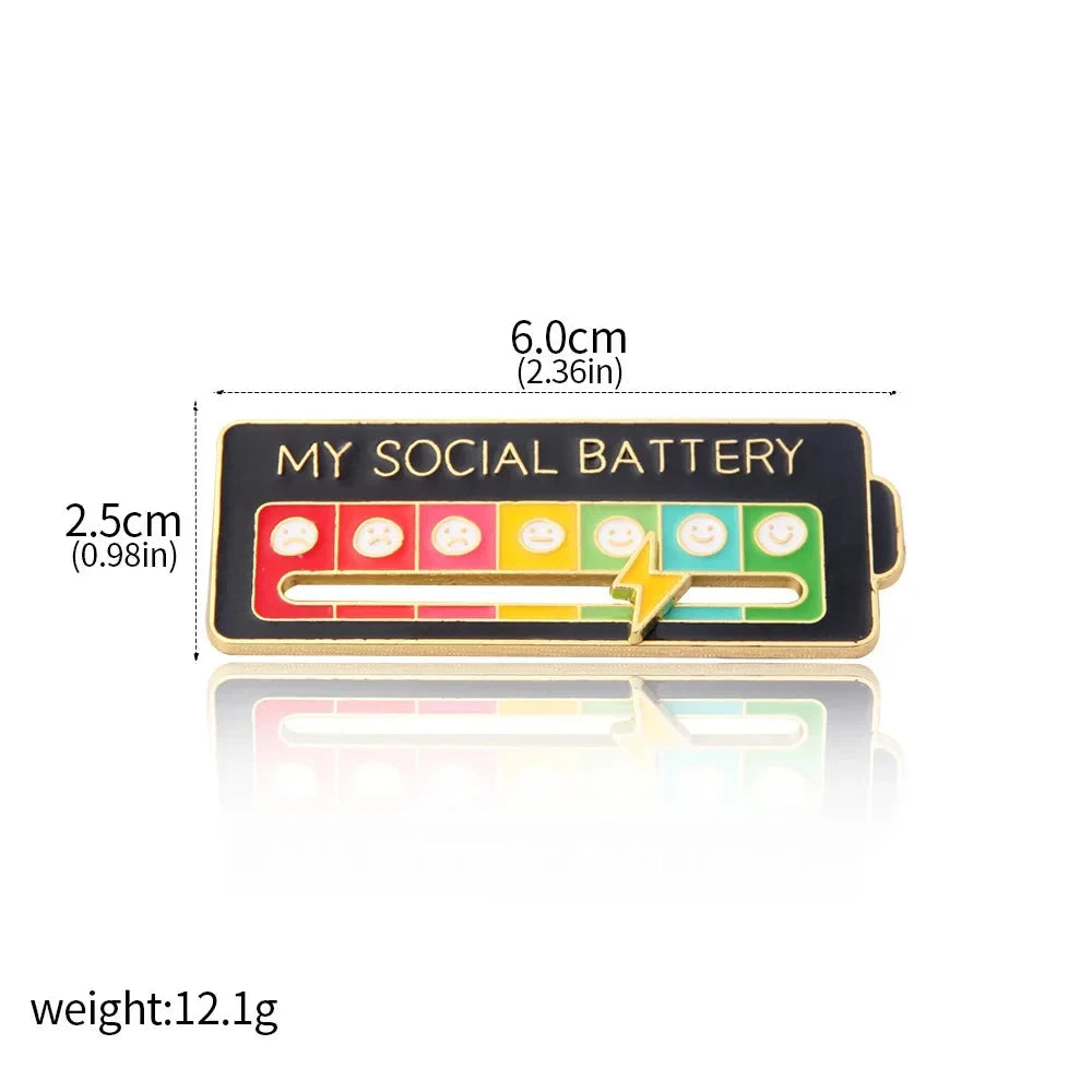 My Social Battery Lapel Pins For Backpacks Broche Enamel Pin GlowCart