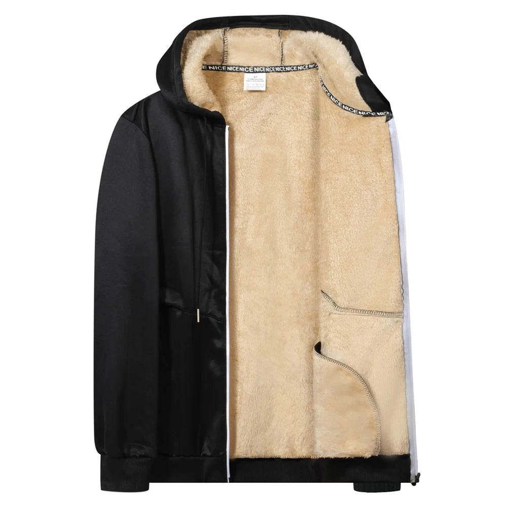 Trendy Sweatshirt Coat Front Pockets Warm Zipper Lamb Wool GlowCart