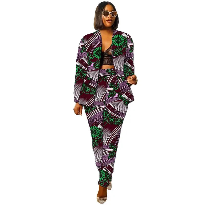 African Collarless Jacket Women's Suit Nigerian Style Female GlowCart