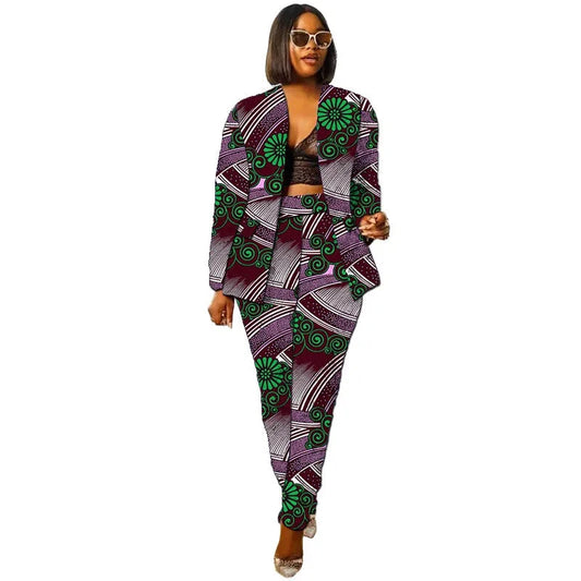 African Collarless Jacket Women's Suit Nigerian Style Female GlowCart