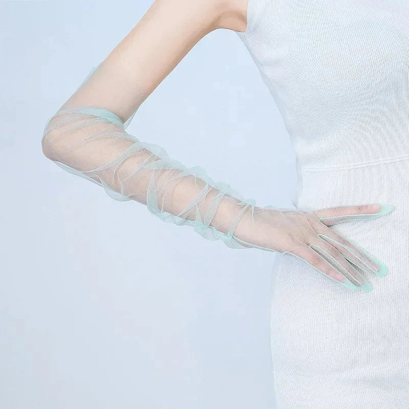 Women's Sexy Transparent Gloves Mesh Tulle Extra Long Gloves GlowCart