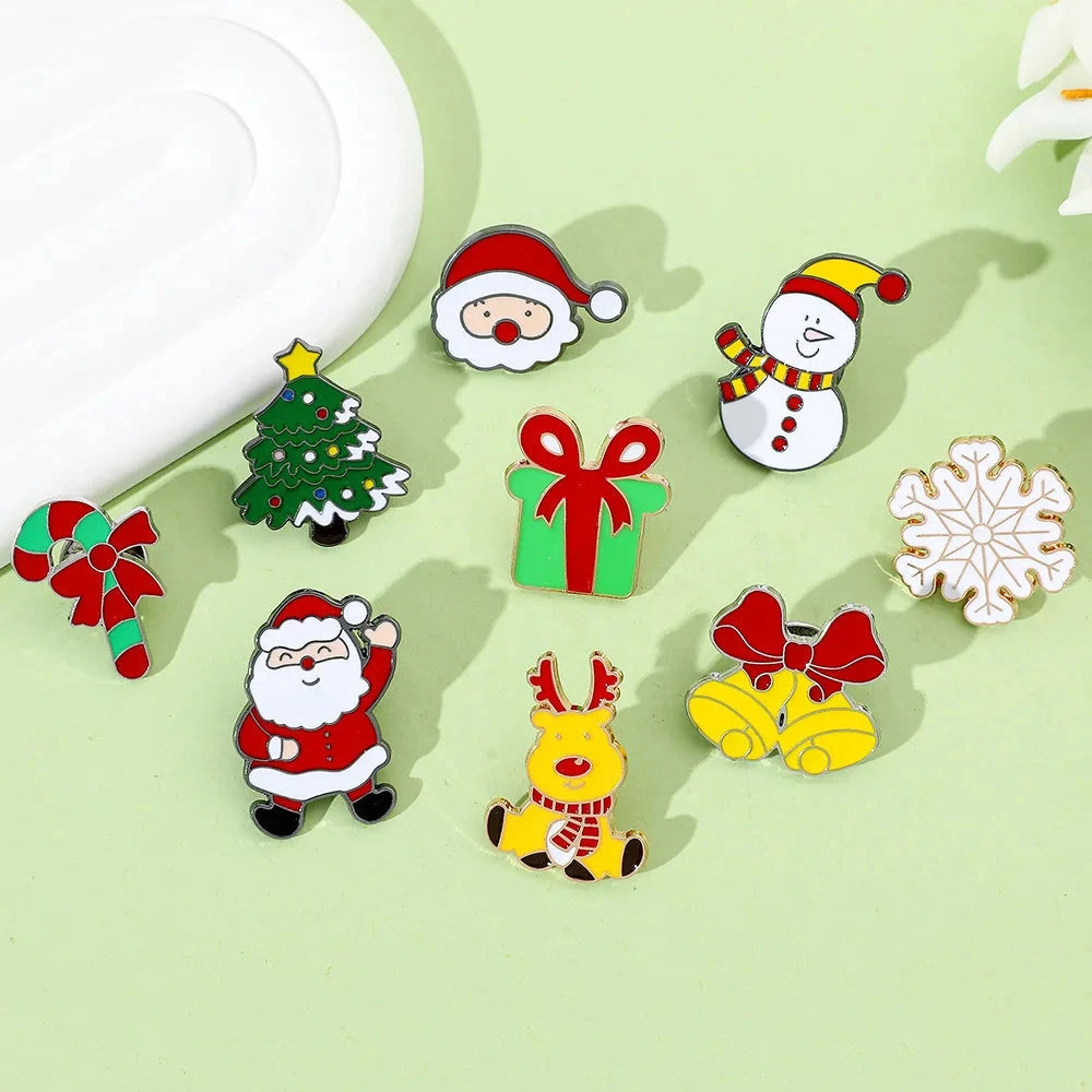 Christmas Brooch Holiday Gift Decoration Metal Badge Jewelry GlowCart