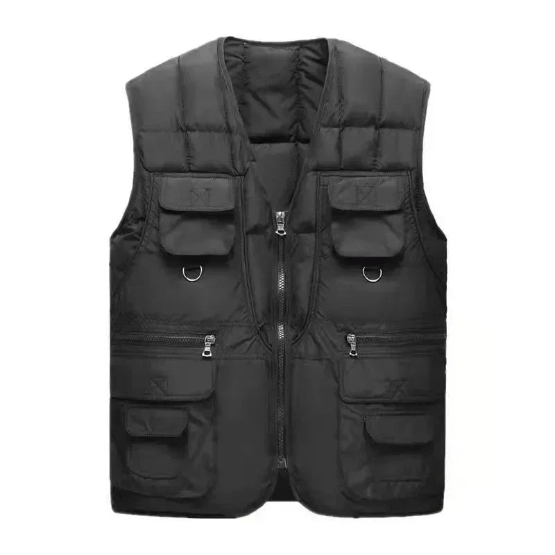 Classic Multi-Pocket Men's Padded Vest Winter Warm GlowCart