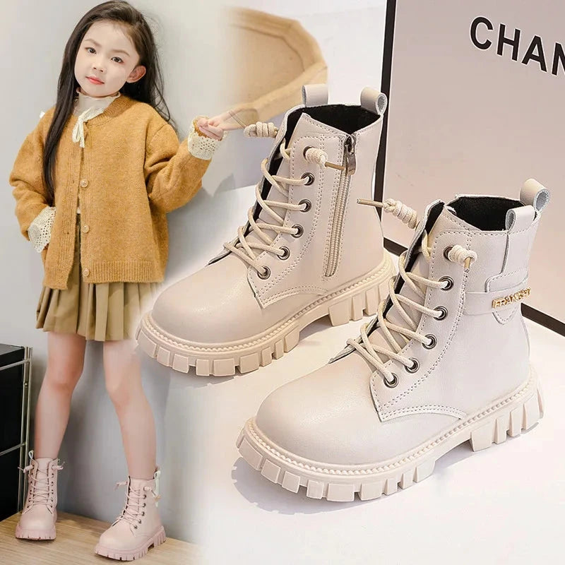 Winter Children Fashion Boots New Autumn Girls Ankle Boots Non-slip Casual Kids School Shoe PU Leather Boys Warm Booties GlowCart