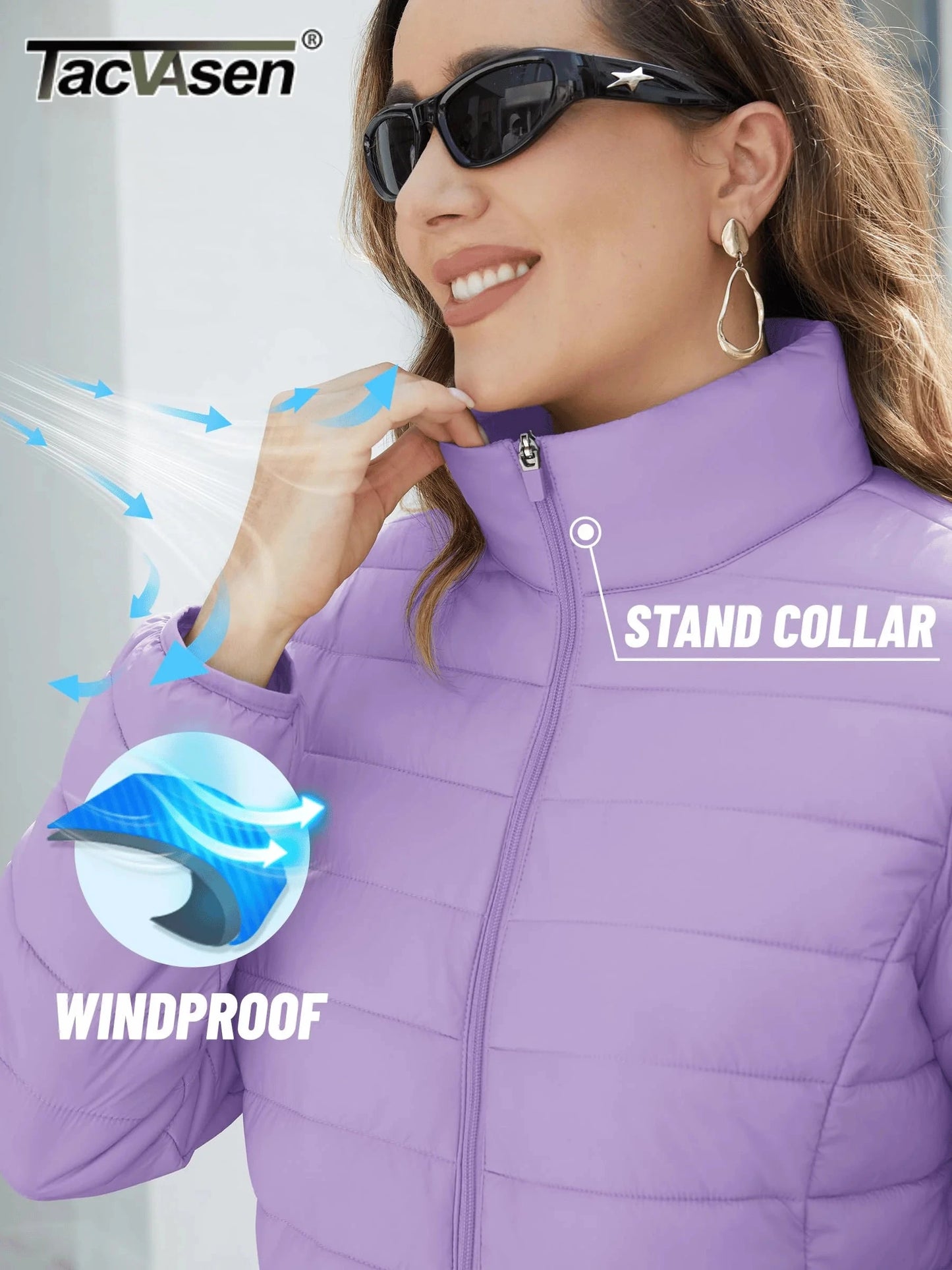 TACVASEN Winter Quilted Puffer Jackets Womens Lightweight GlowCart