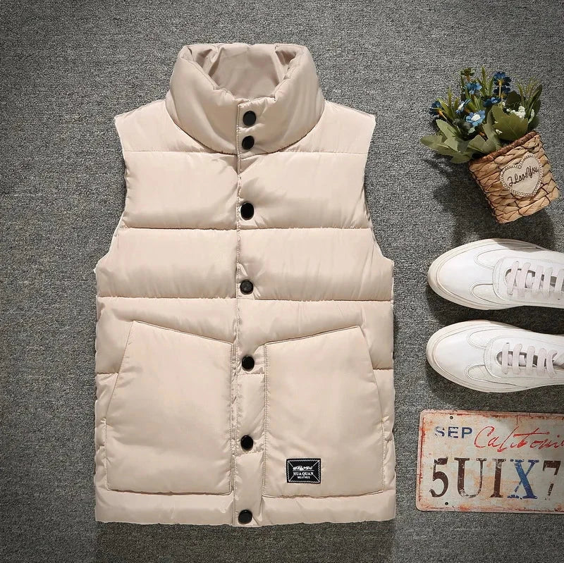 2025 Men's Cotton Padded Sleeveless Vest Jacket Autumn GlowCart