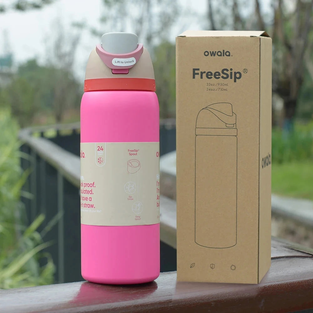 Owala Insulated Stainless Steel Water Bottle with Straw, GlowCart