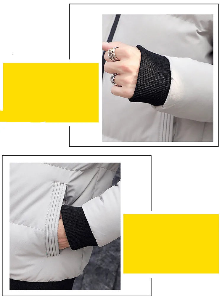 Cross-Border Men's Stand-Up Collar Cotton Coat Thickened Winter Warm Fashion Printed Zipper Cardigan Silk Cotton Jacket GlowCart