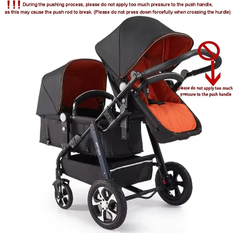 Luxury Twin Baby Stroller,High Landscape Pram,Folding Carriage,twins stroller baby car,Double Seat strollers,Lying and Seating GlowCart