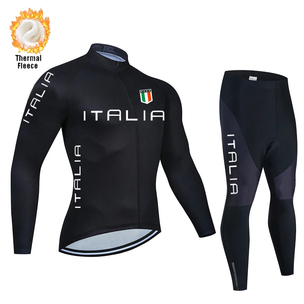 2026 New Winter Thermal Fleece Cycling Jersey Set Long Sleeve MTB Racing Bike Jersey Suit For Men Bib Pants Set Cycling Clothing GlowCart