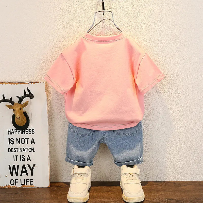 New Summer Baby Boy Kids Clothes Children Clothing Suit Tops Short-sleeve T-shirt Pants 2pcs/set Sport Infant 0-5 Years GlowCart