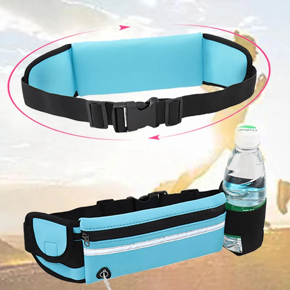 Running Belt Waist Bag with Water Bottle Holder Sports Fanny Pack Women Men Hydration Phone Holder Pouch GlowCart