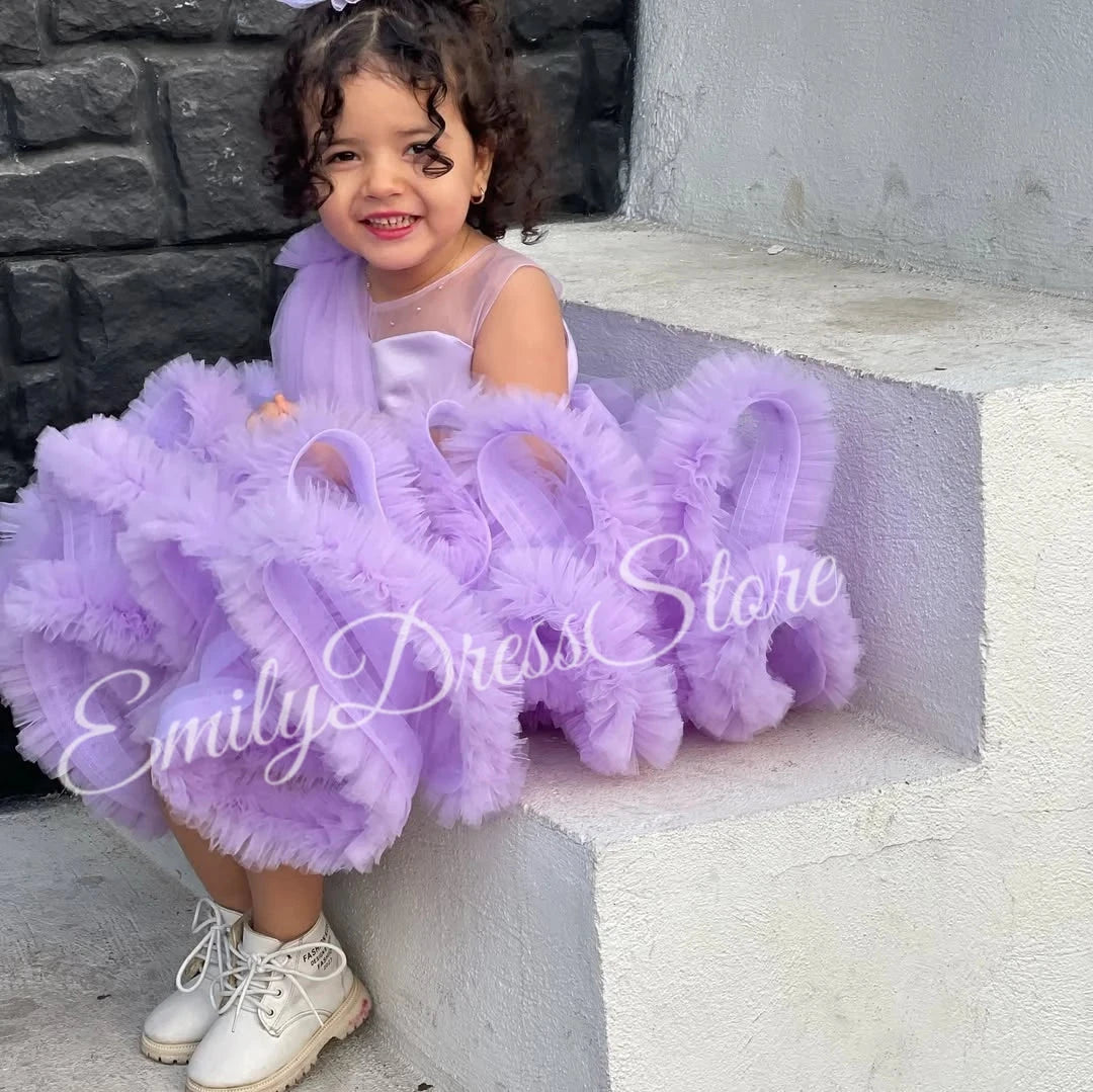 Customized Purple Flower Girl Dress For Wedding Applique GlowCart