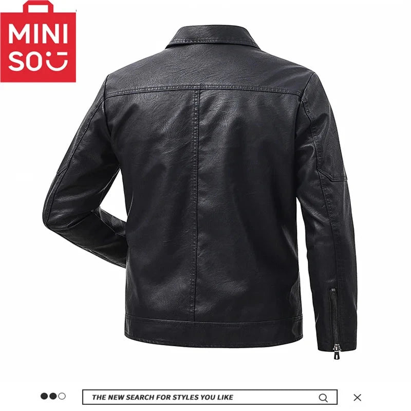 Spring and Autumn Soft Leather Jacket Men's Top Handsome GlowCart