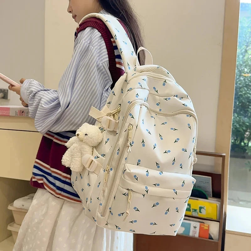Cute Backpack Girls Fashion School Bag Large Capacity Student School Bag Portable Travel Storage Bag for Kids Beach Bag GlowCart