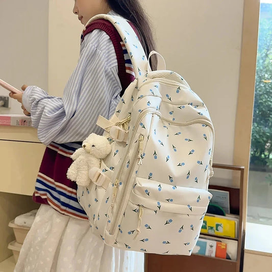 Cute Backpack Girls Fashion School Bag Large Capacity Student School Bag Portable Travel Storage Bag for Kids Beach Bag GlowCart
