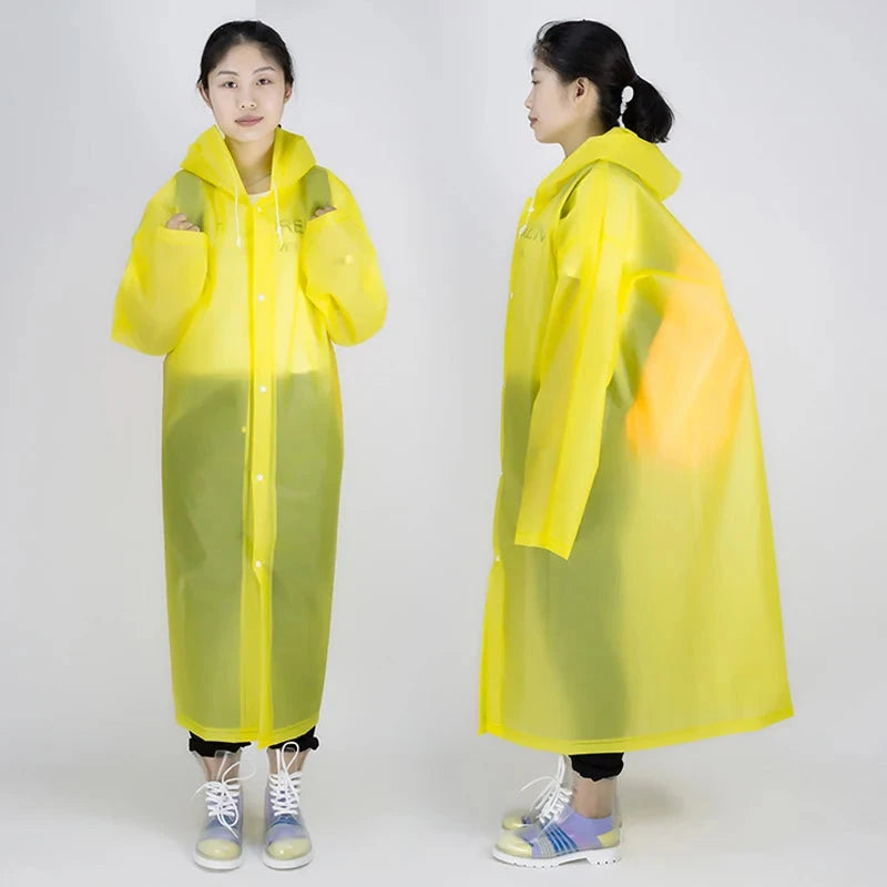 Mens Womens Waterproof Raincoats Long Jacket EVA Button GlowCart