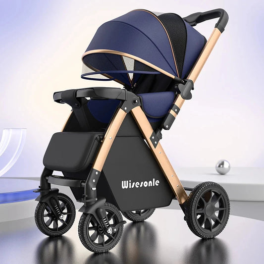 Upgraded Baby Strollers can Sit and Lie Down High Landscape Lightweight Folding Two-way Stroller Children Stroller GlowCart