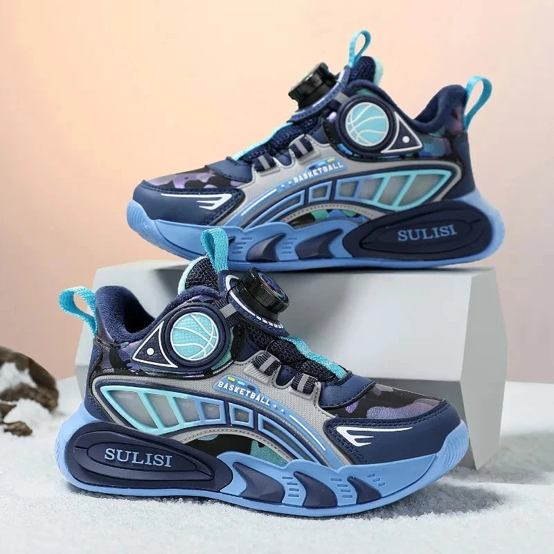Winter Children Sneaker Boys Basketball Shoes Kids Sneakers Warm Plush Athletic Footwear Boys Outdoor Sports Shoes 4 To 10 Years GlowCart