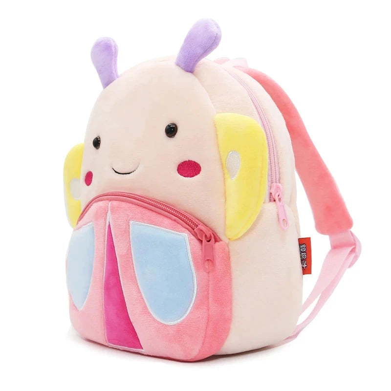 Girls School Backpack Cute Pink Butterfly Kids Plush Backpack Kindergarten School Bag GlowCart