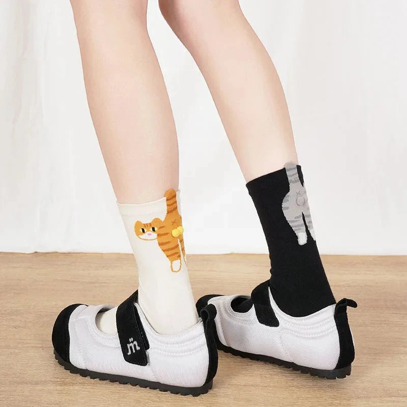 Gift for cat lovers: cartoon cat ladies cotton socks GlowCart