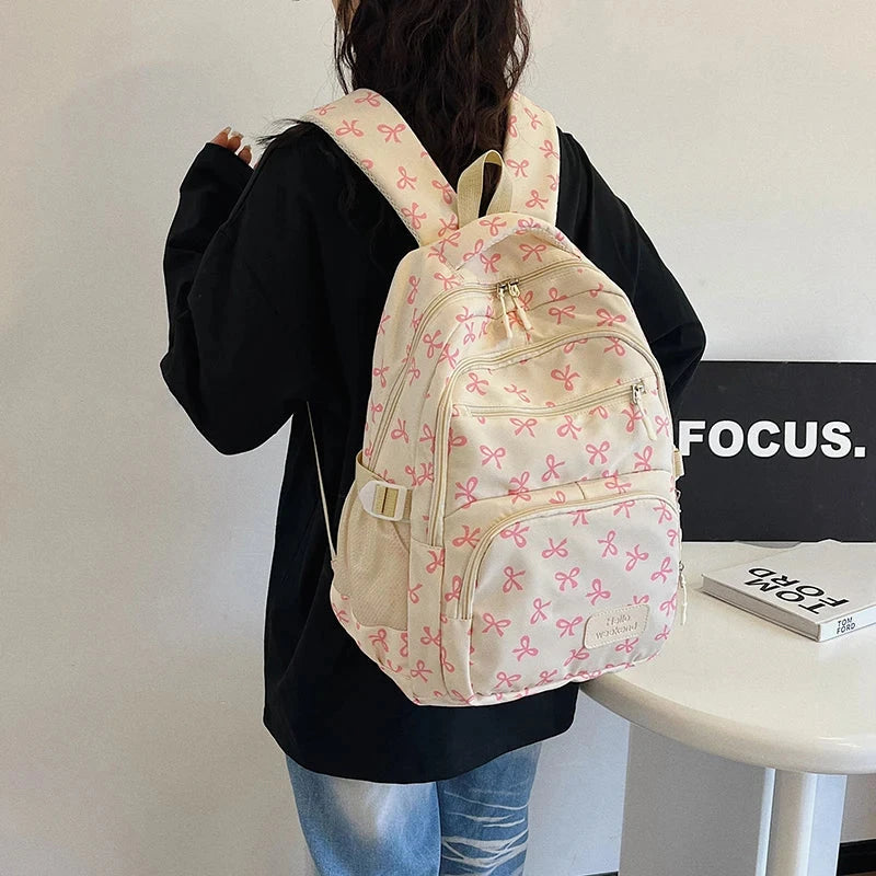 3Pcs/Set Bow Print Backpack with Crossbody Bag and Small GlowCart