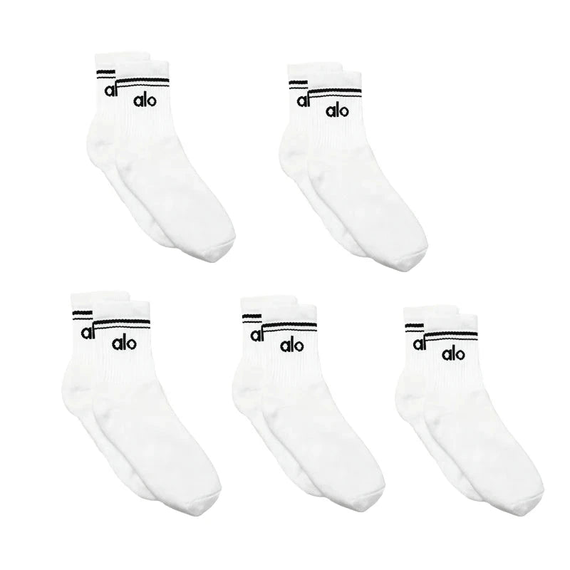 Knit Yoga Socks Women Four Seasons Retro Cotton Comfortable Colorful Middle Length Sports Fitness Long Socks for Yoga Pilates GlowCart