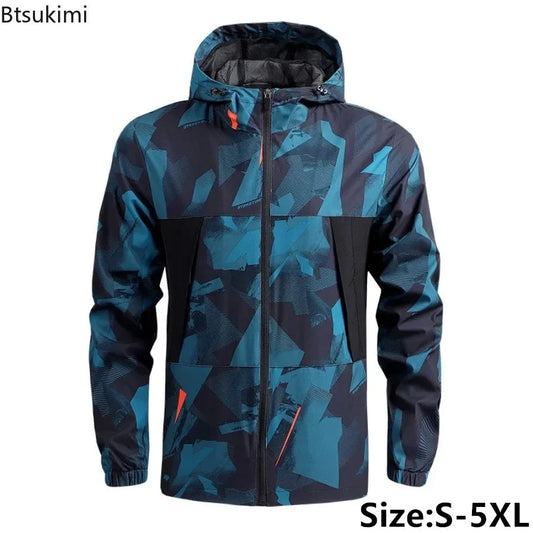 2025 Men's Windbreaker Hooded Jackets Man Hiking Outdoor GlowCart