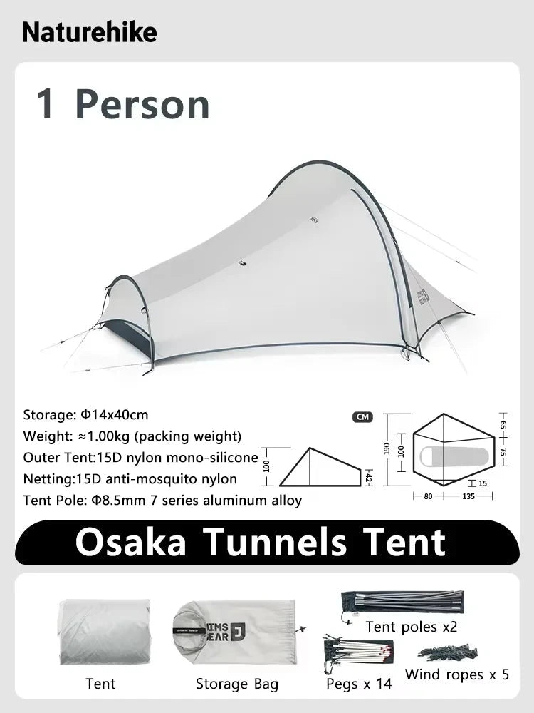 Naturehike Osaka Tunnels Tent 1 2 People Camping Ultralight GlowCart