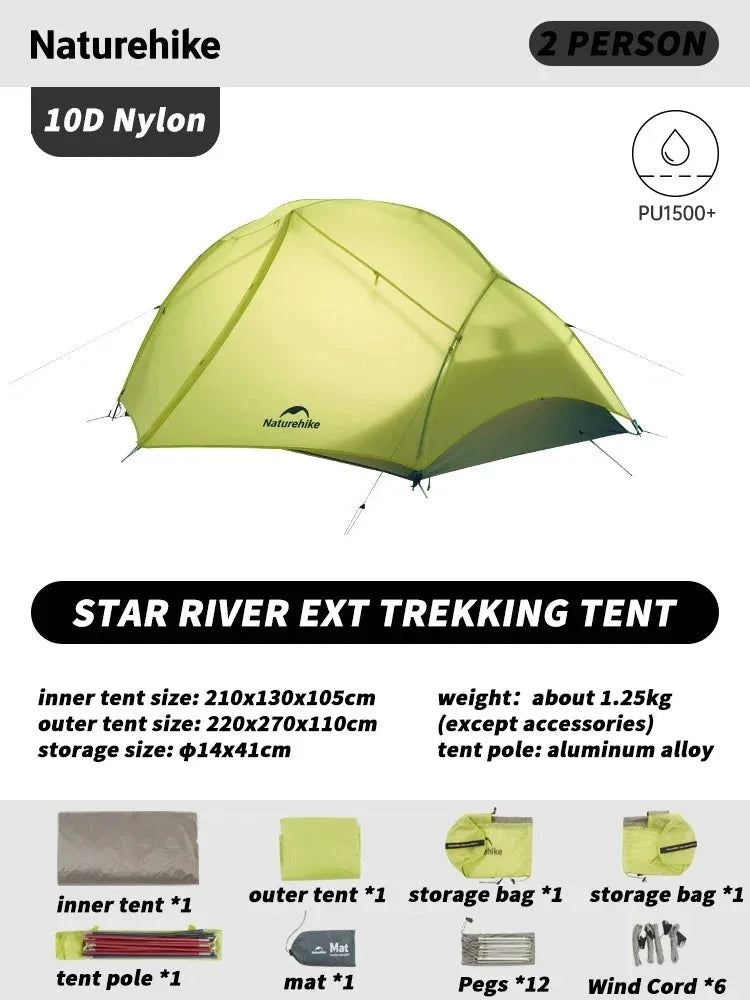 Naturehike Star River EXT 2 Person Tent Ultralight Outdoor GlowCart