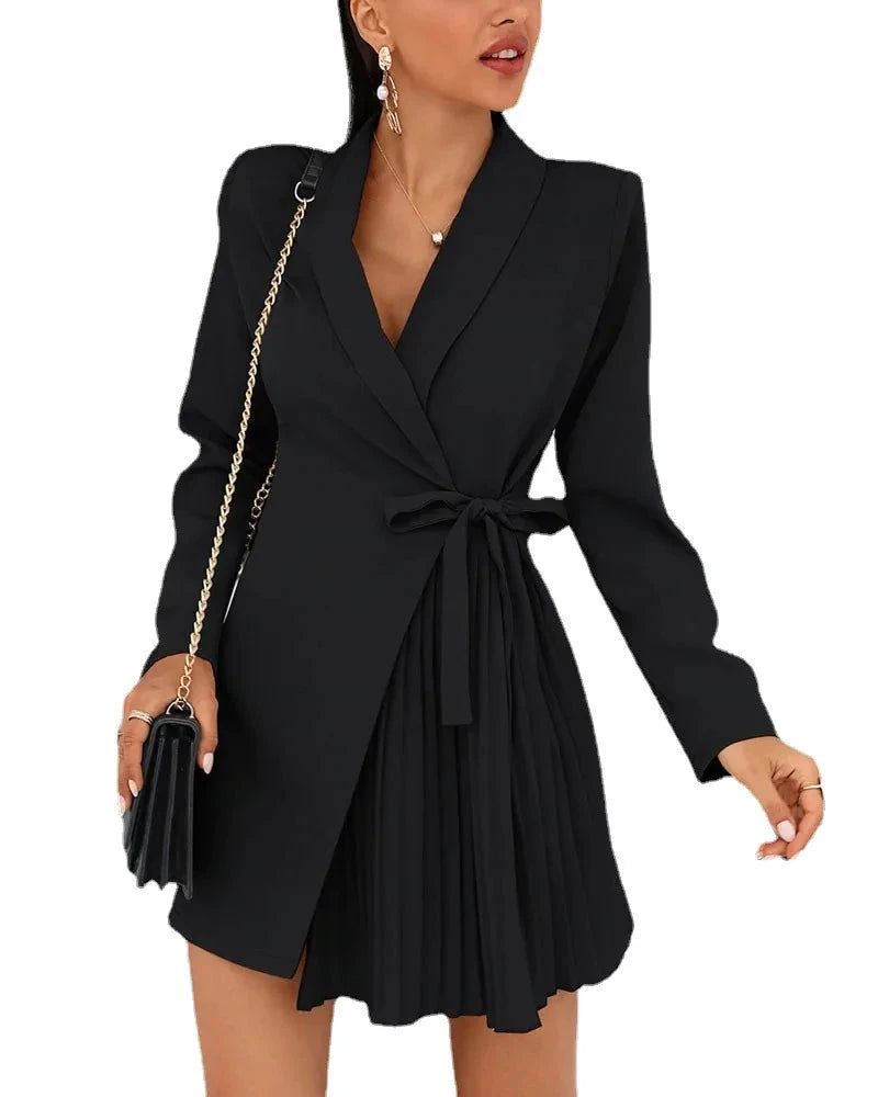 New Autumn Winter Women's Blazer Dress Solid Color GlowCart