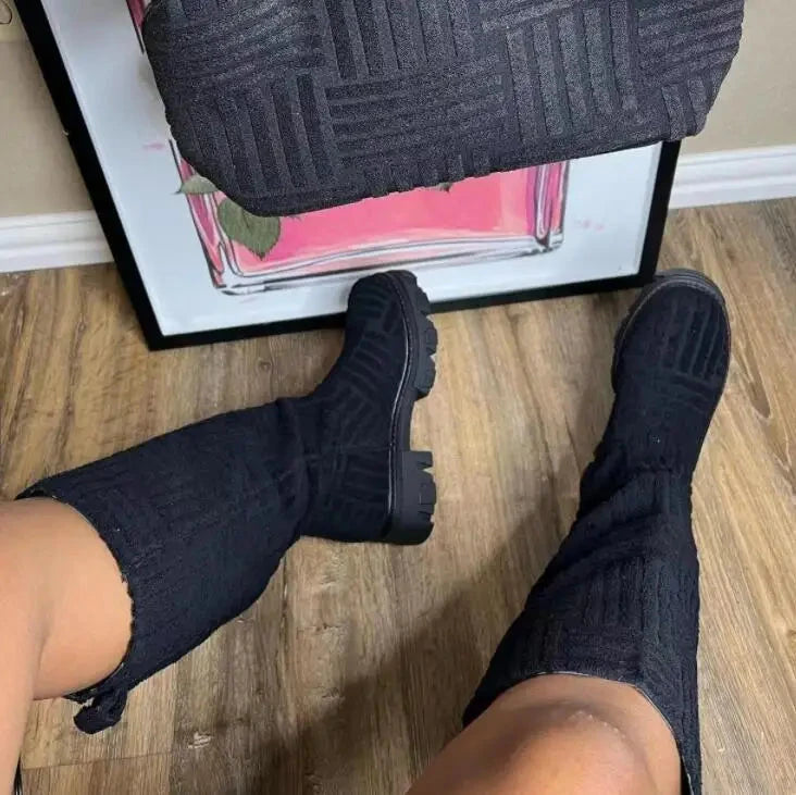 Luxury brand 2025 new women thick-soled thick-heeled warm GlowCart