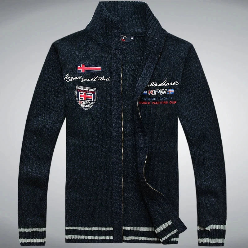 Cotton Man Sweater Shark Autumn Cardigan Overcoat Casual GlowCart