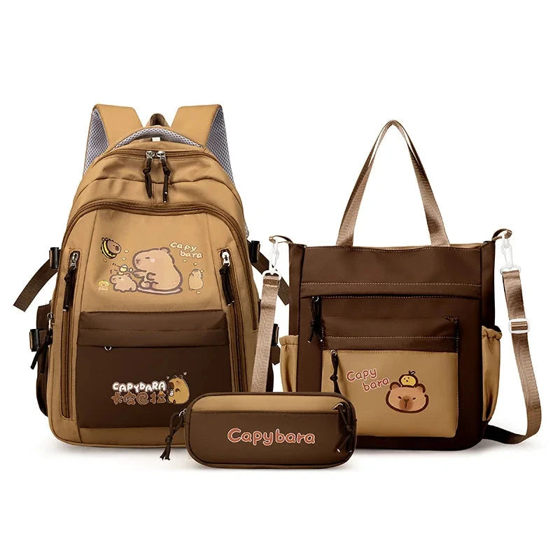 Kawaii Capybara School Backpack for Girls School Bags Set GlowCart