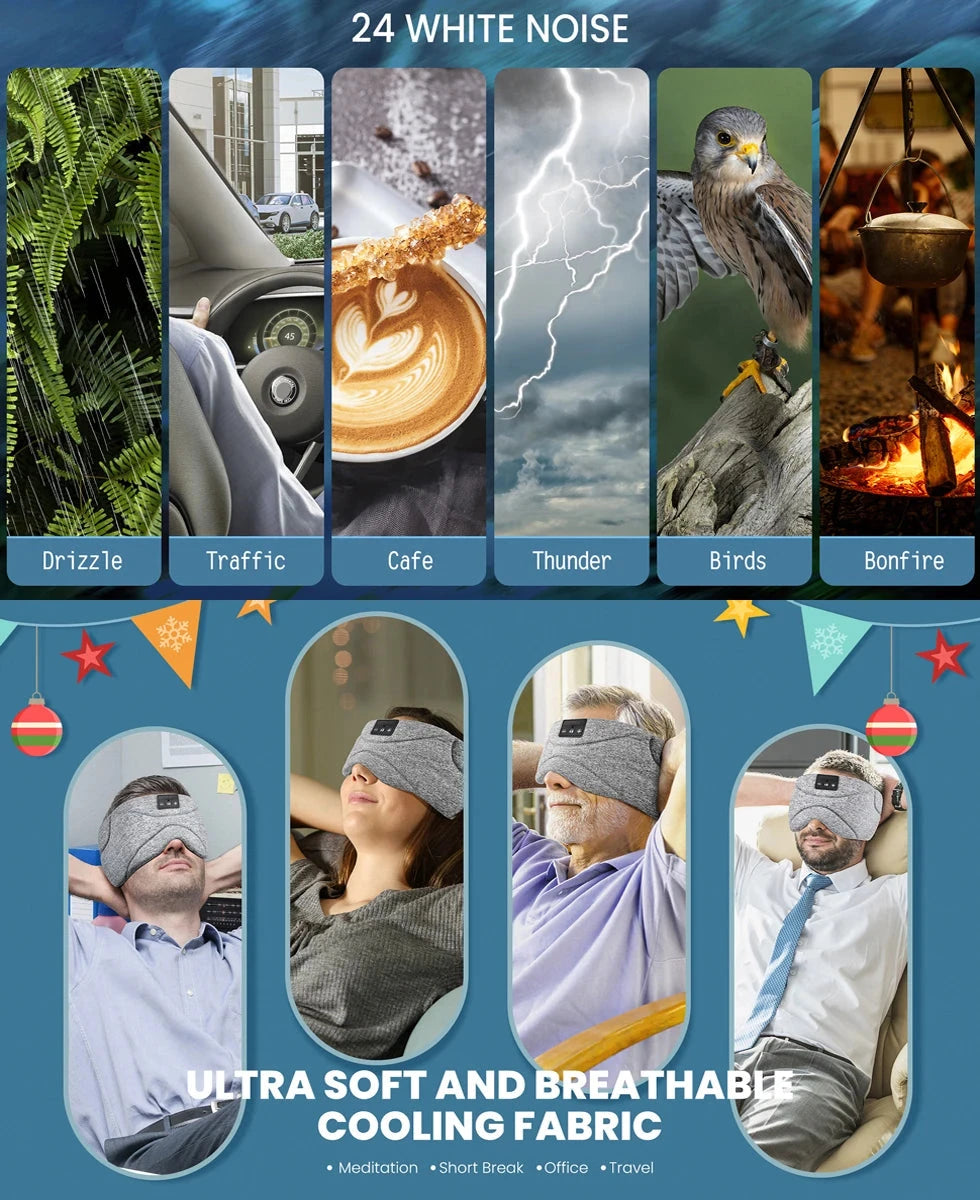 5.2 Bluetooth Headset Sleep Mask 24 White Noise Shading GlowCart