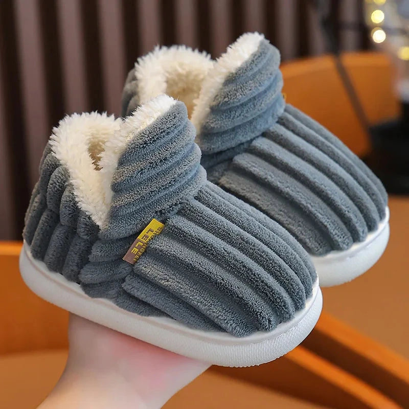 Smile Pop Winter Children's Cotton Slippers For Boys And Girls Non-slip Warm Slippers Children's Plush Home Baby Cotton Slippers GlowCart