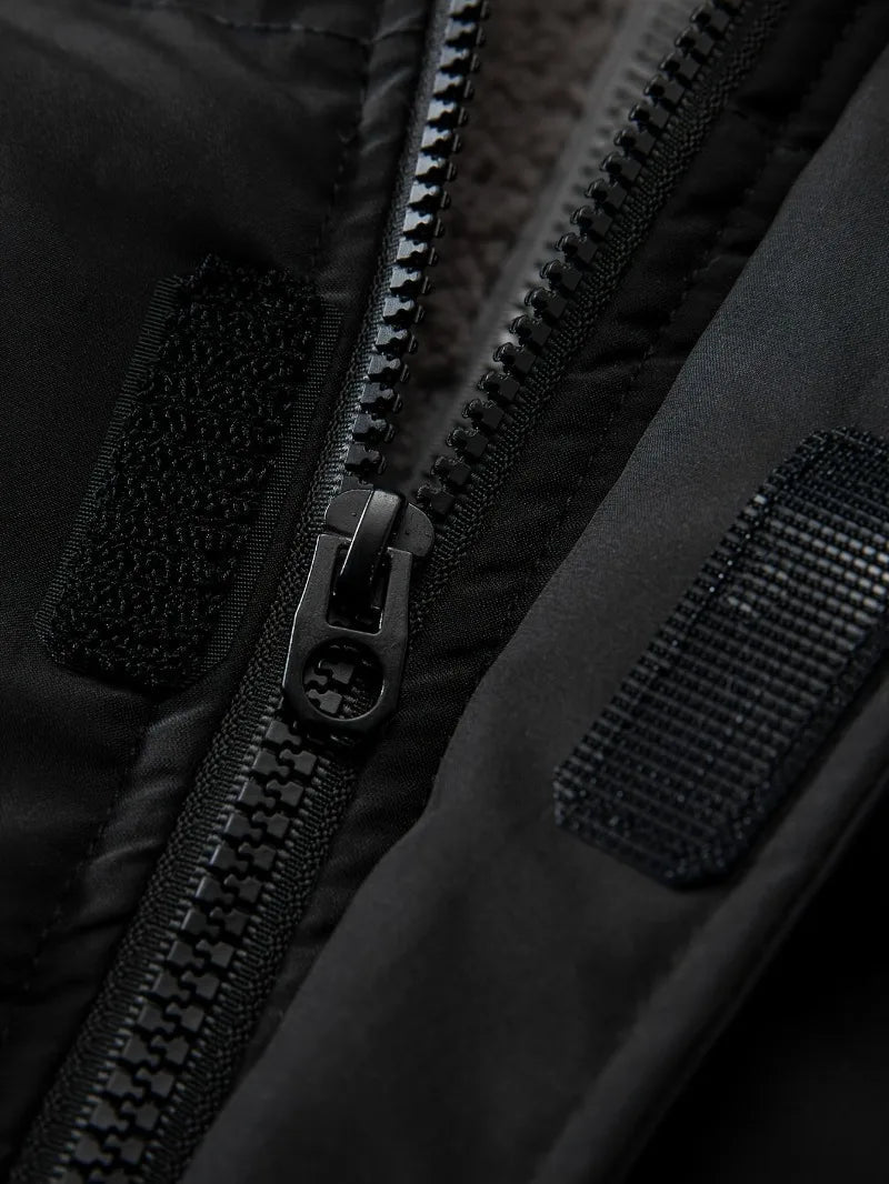 Winter Windproof Men's Faux Jacket Casual Polyester Coat with Detachable Hood Zip-Up Front Long Sleeves & Pockets Winter Clothes GlowCart