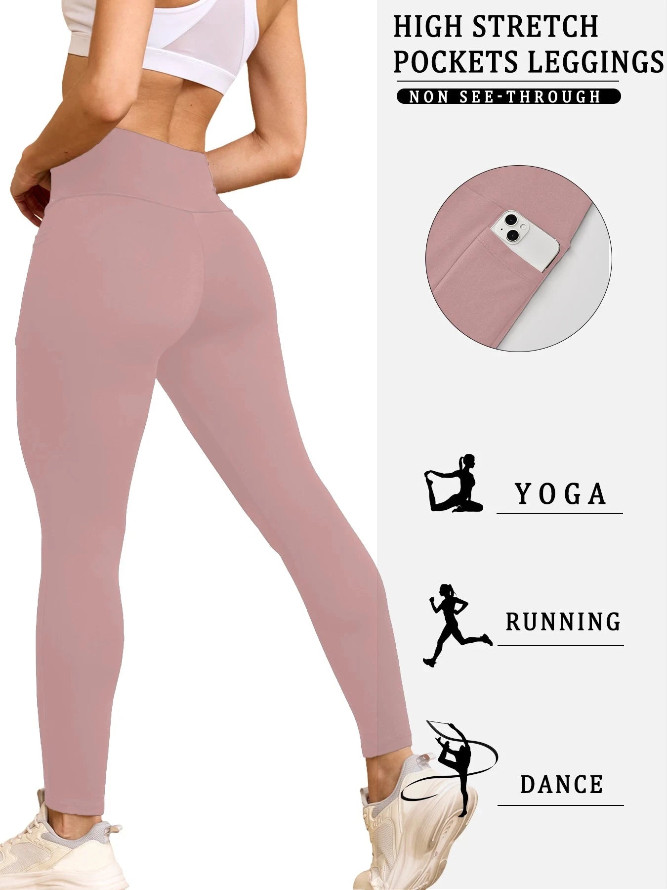 Super Soft Leggings with Pockets for Women，High Waisted GlowCart