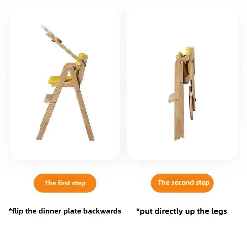 Pure Solid Wood Children’s Dining Chair Baby Foldable Dining Chair for Home Dining Table Simple Baby Chair for Eating Andgrowing GlowCart