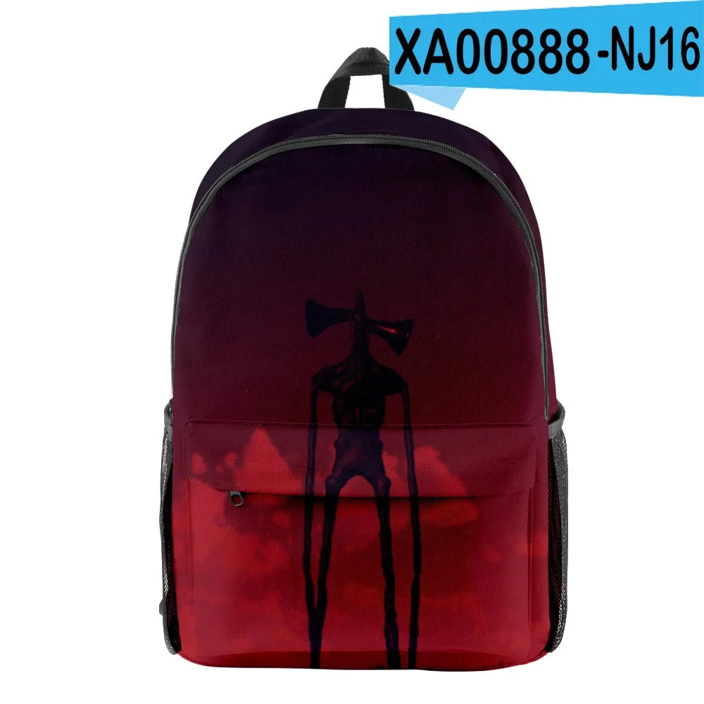 Trendy Youthful Horror Creepypasta Siren Head School Bags GlowCart
