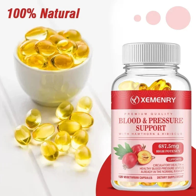 Blood & Pressure Support Capsules - for Blood Circulation, GlowCart