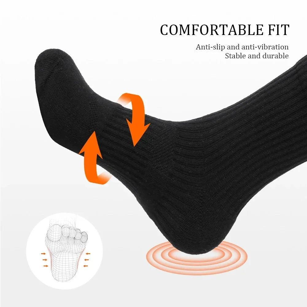 Mens Moisture Wicking Outdoor Hiking Work Cotton Socks Compression Cushion Crew Socks Leisure Men Black Socks 5 Pairs GlowCart