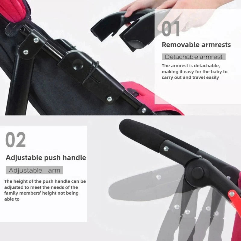 2025 Twin Baby Stroller Separable and Combinable, Foldable Stroller Enlarged and Widened, High-view Baby Stroller GlowCart