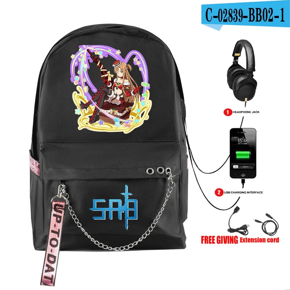 Hip Hop Youthful School Bags Unisex Sword Art Online Travel GlowCart